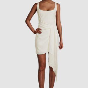 Likely White Freya Draped Cascading Fringe Sash Mini Dress